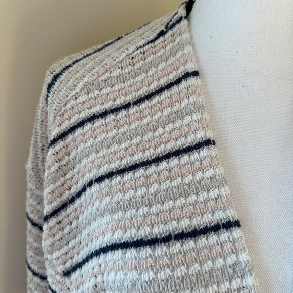 *LANE BRYANT* Ivory x Pink Striped Knitted Fashion Open-Front Cardigan Sweater - Picture 4 of 8